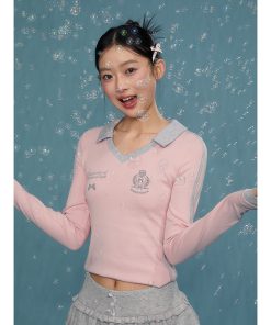 Women's Elegant V-Neck Slim Long Sleeve Top - 2025 Spring Autumn Shoulder T-Shirt, Perfect Base Layer for Casual and Chic Looks