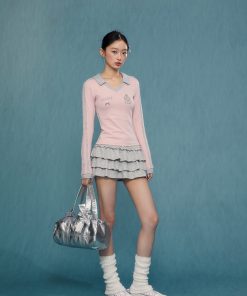 Women's Elegant V-Neck Slim Long Sleeve Top - 2025 Spring Autumn Shoulder T-Shirt, Perfect Base Layer for Casual and Chic Looks