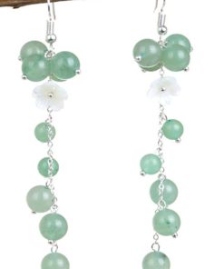 Women's Ethnic Style Super Long Red Agate Drop Earrings with Shell Flower Accent - Unique Face-Slimming Accessories