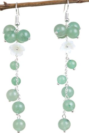 Women's Ethnic Style Super Long Red Agate Drop Earrings with Shell Flower Accent - Unique Face-Slimming Accessories