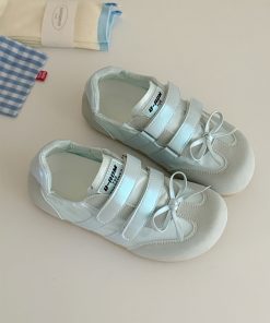 Women's Flat White Velcro Ballet Sneakers - Soft Bottom Summer Shoes for 2025, Stylish and Comfortable Footwear