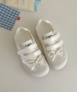 Women's Flat White Velcro Ballet Sneakers - Soft Bottom Summer Shoes for 2025, Stylish and Comfortable Footwear
