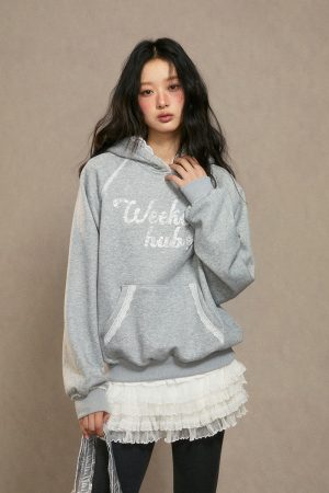 Women's Fleece Hoodie - Thick Loose Gray Top for Autumn Winter 2025, Cozy Casual Wear, Perfect for Weekend Style