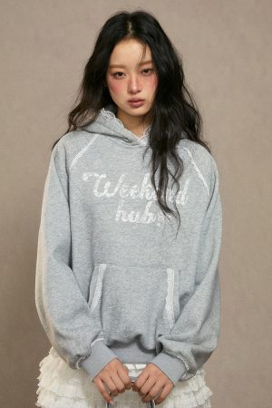 Women's Fleece Hoodie - Thick Loose Gray Top for Autumn Winter 2025, Cozy Casual Wear, Perfect for Weekend Style