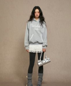 Women's Fleece Hoodie - Thick Loose Gray Top for Autumn Winter 2025, Cozy Casual Wear, Perfect for Weekend Style