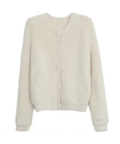 Women's Fluffy Lamb Wool Coat - Cute Korean Style Shearling Winter Outerwear 2025