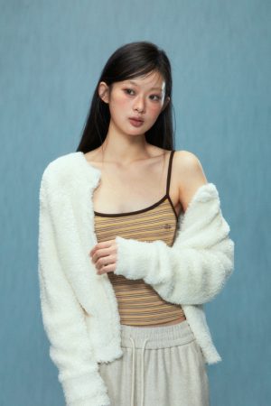 Women's Fluffy Lamb Wool Coat - Cute Korean Style Shearling Winter Outerwear 2025