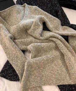 Women's French-Style V-Neck Knitted Dress - Elegant Pure Desire Inner Layer Black Short Skirt for Winter Fashion