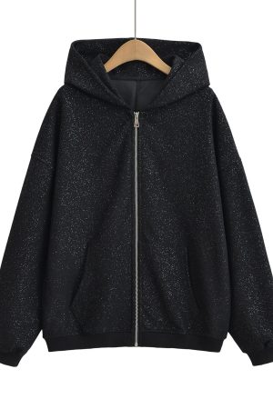Women's Glitter Hoodie - Loose Thick Versatile Sweatshirt Jacket, 2025 Trendy Yang Mi Style, Stylish and Comfortable Fashion
