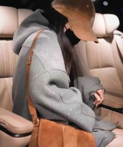 Women's Glitter Hoodie - Loose Thick Versatile Sweatshirt Jacket, 2025 Trendy Yang Mi Style, Stylish and Comfortable Fashion