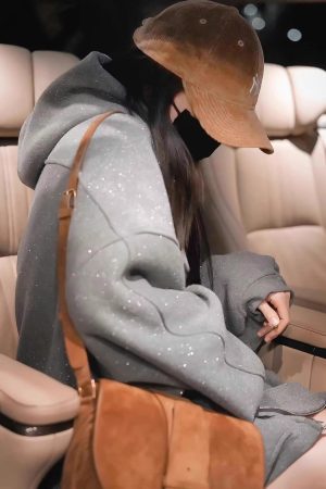 Women's Glitter Hoodie - Loose Thick Versatile Sweatshirt Jacket, 2025 Trendy Yang Mi Style, Stylish and Comfortable Fashion