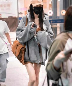 Women's Glitter Hoodie - Loose Thick Versatile Sweatshirt Jacket, 2025 Trendy Yang Mi Style, Stylish and Comfortable Fashion