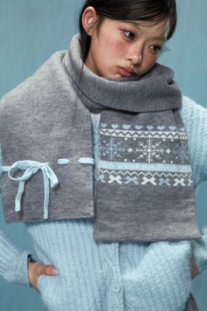 Women's Gray Cashmere Scarf - High-End Winter Accessory in Solid Color, 2025 Korean Style for Cozy Atmosphere