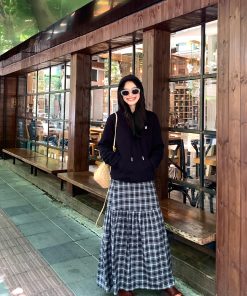 Women's Gray Fleece-Lined Shoulder Hoodie, Loose Fit Korean Style Jacket for Autumn and Winter