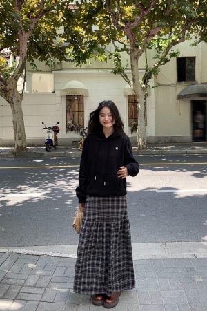 Women's Gray Fleece-Lined Shoulder Hoodie, Loose Fit Korean Style Jacket for Autumn and Winter