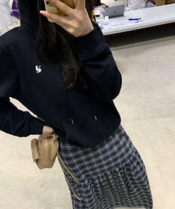 Women's Gray Fleece-Lined Shoulder Hoodie, Loose Fit Korean Style Jacket for Autumn and Winter