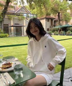 Women's Gray Fleece-Lined Shoulder Hoodie, Loose Fit Korean Style Jacket for Autumn and Winter