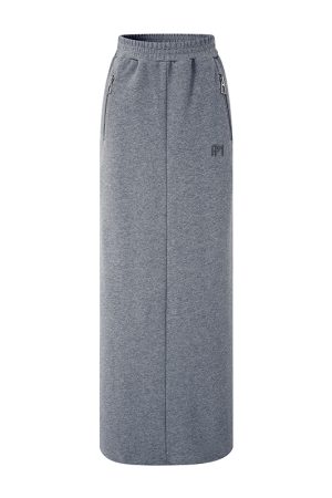 Women's Gray High Waist Midi Sweatshirt Dress - Minimalist Spring Style, Slim Fit, Sporty Look, Perfect for Casual Outfits