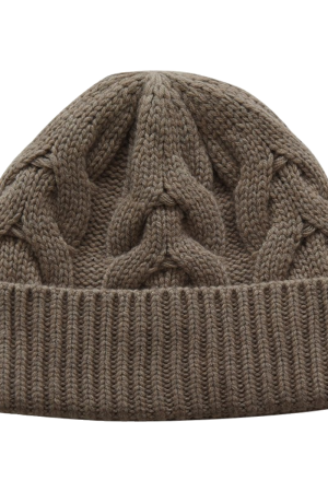 Women's Heavyweight Wool Cashmere Cable Knit Hat - Warm Winter Knitted Beanie for Cozy Style