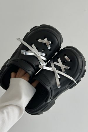 Women's Height-Increasing Silver Bow Thick-Soled Sandals - Non-Slip Outdoor Summer Shoes for Comfortable Wear