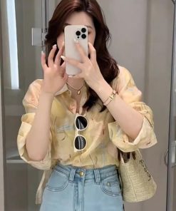 Women's High-End Floral Chiffon Shirt - Stylish Summer Top, Light Luxury Design, Youthful Vibes, Perfect for 2025 Fashion Trends