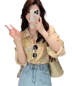 Women's High-End Floral Chiffon Shirt - Stylish Summer Top, Light Luxury Design, Youthful Vibes, Perfect for 2025 Fashion Trends