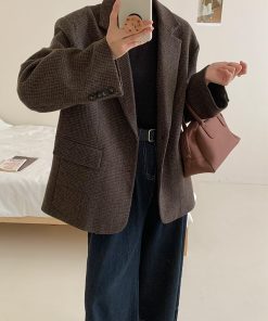 Women's High-End Loose Woolen Suit Jacket - Niche Design, Autumn Winter Fashion, Elegant Silhouette