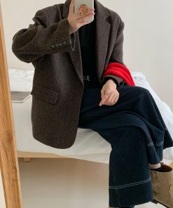 Women's High-End Loose Woolen Suit Jacket - Niche Design, Autumn Winter Fashion, Elegant Silhouette