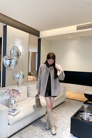 Womens High-End Textured Imitation Mink Fur Coat - Autumn Winter Fashion, Luxe Faux Fur Outerwear