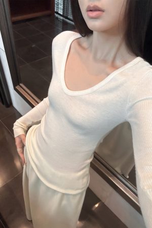 Women's High-Quality Wool Blend Long Sleeve T-Shirt - Spring/Summer Base Layer, Versatile Outerwear, Essential Fashion Top
