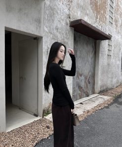 Women's High-Quality Wool Blend Long Sleeve T-Shirt - Spring/Summer Base Layer, Versatile Outerwear, Essential Fashion Top