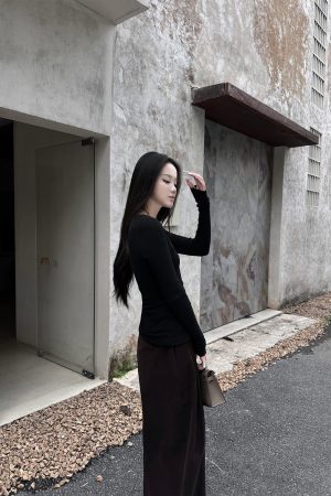 Women's High-Quality Wool Blend Long Sleeve T-Shirt - Spring/Summer Base Layer, Versatile Outerwear, Essential Fashion Top