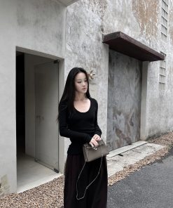 Women's High-Quality Wool Blend Long Sleeve T-Shirt - Spring/Summer Base Layer, Versatile Outerwear, Essential Fashion Top