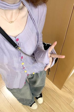 Women's Hollowed-Out Knitted Cardigan Inner Top - Long Sleeve Cover-Up Shirt for Autumn, Trendy Design, Perfect for Layering