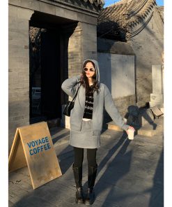 Women's Hooded Zip-Up Sweatshirt Cardigan Set - Casual Loose Fit Autumn Winter Layering Coat and Skirt Ensemble