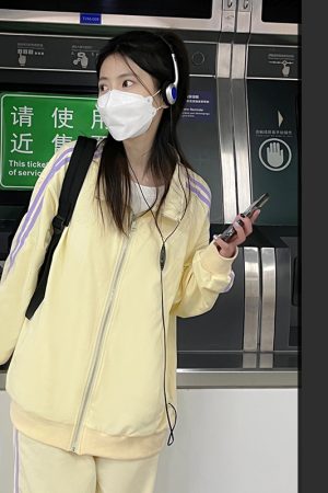Women's Japanese Style Cardigan Hoodie Sports Suit - Thin Pudding Bear Design - Spring Summer 2025 Fashion