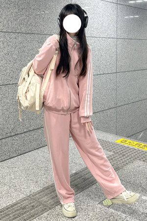 Women's Japanese Style Cardigan Hoodie Sports Suit - Thin Pudding Bear Design - Spring Summer 2025 Fashion
