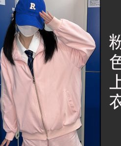 Women's Japanese Style Cardigan Hoodie Sports Suit - Thin Pudding Bear Design - Spring Summer 2025 Fashion