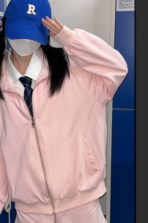 Women's Japanese Style Cardigan Hoodie Sports Suit - Thin Pudding Bear Design - Spring Summer 2025 Fashion