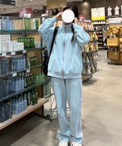 Women's Japanese Style Cardigan Hoodie Sports Suit - Thin Pudding Bear Design - Spring Summer 2025 Fashion