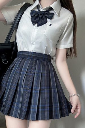 Women's Japanese Style Pleated Skirt - Short A-Line Midi Skirt for Summer College Wear, Simple and Versatile Pudding Bear JK Uniform