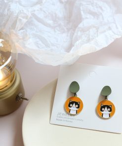 Women's Japanese Ukiyo-e Cat Daisy Stud Earrings - Trendy Cute Girly Fresh Style for 2019