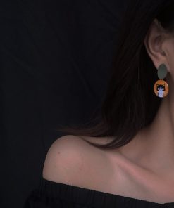 Women's Japanese Ukiyo-e Cat Daisy Stud Earrings - Trendy Cute Girly Fresh Style for 2019