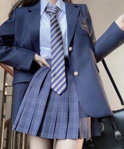 Women's JK Uniform Set Long Coat Suit Jacket - Pudding Bear Inspired 2025 Style, Fashionable and Chic
