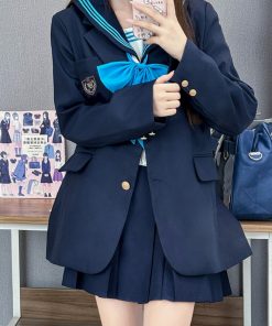 Women's JK Uniform Set Long Coat Suit Jacket - Pudding Bear Inspired 2025 Style, Fashionable and Chic