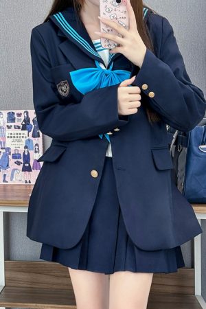 Women's JK Uniform Set Long Coat Suit Jacket - Pudding Bear Inspired 2025 Style, Fashionable and Chic