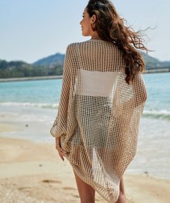 Women's Knitted Bikini Cover-Up Cardigan Shawl - Hollow Beach Vacation Sun Protection Clothing