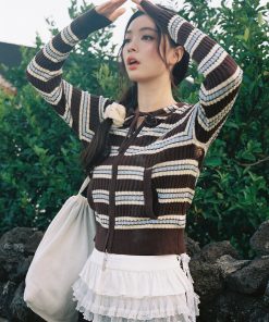 Women's Knitted Cardigan - Short Sweater Jacket for Autumn/Winter 2025, Stylish Knit Top for Cozy Layering