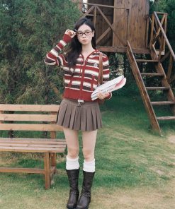 Women's Knitted Cardigan - Short Sweater Jacket for Autumn/Winter 2025, Stylish Knit Top for Cozy Layering