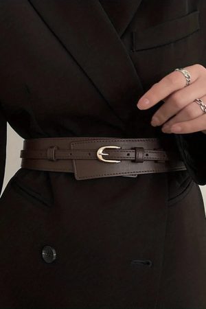 Womens Korean Fashion, Cute Fancy Casual Outfits - Detachable Faux Leather Belt